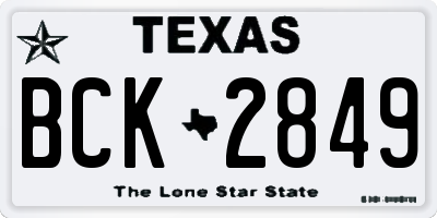 TX license plate BCK2849