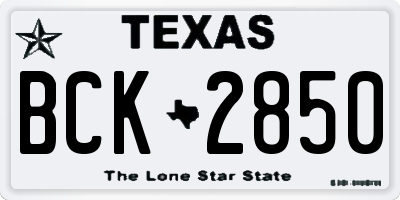 TX license plate BCK2850