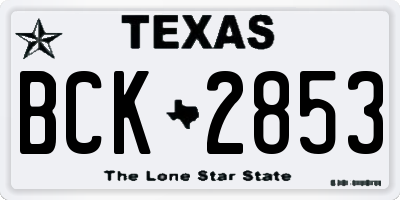 TX license plate BCK2853