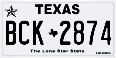 TX license plate BCK2874