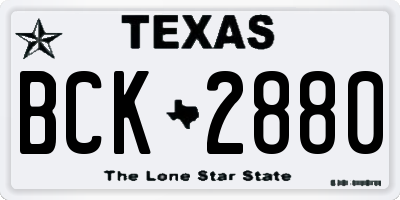 TX license plate BCK2880