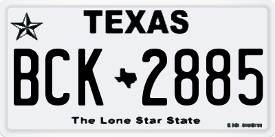TX license plate BCK2885