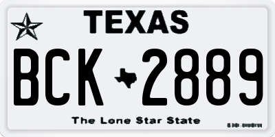 TX license plate BCK2889