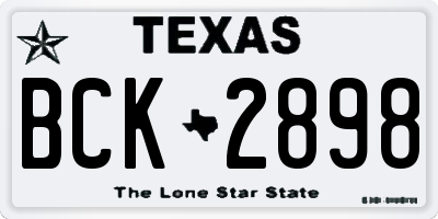TX license plate BCK2898