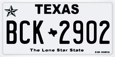 TX license plate BCK2902