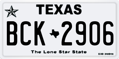 TX license plate BCK2906