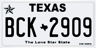 TX license plate BCK2909
