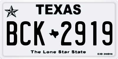 TX license plate BCK2919