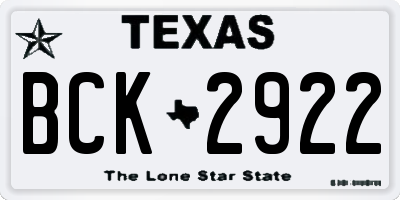 TX license plate BCK2922