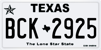TX license plate BCK2925