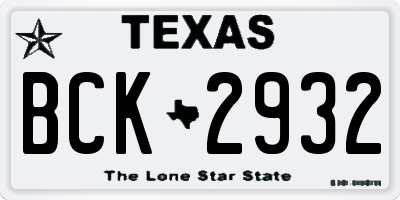 TX license plate BCK2932