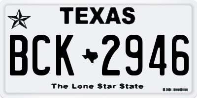 TX license plate BCK2946