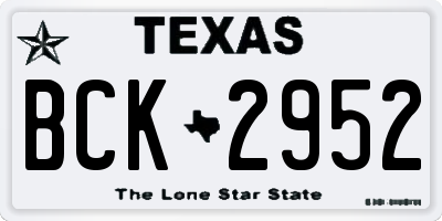 TX license plate BCK2952