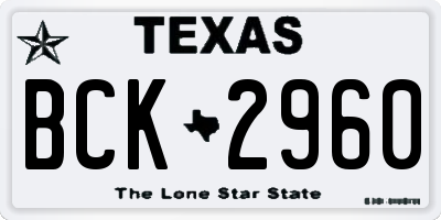 TX license plate BCK2960