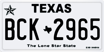 TX license plate BCK2965