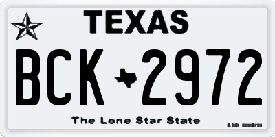 TX license plate BCK2972