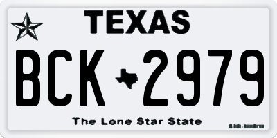 TX license plate BCK2979
