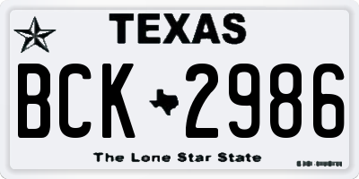 TX license plate BCK2986