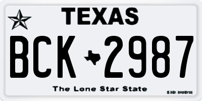 TX license plate BCK2987