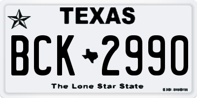 TX license plate BCK2990