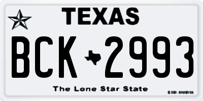 TX license plate BCK2993