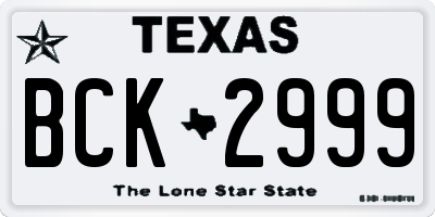 TX license plate BCK2999