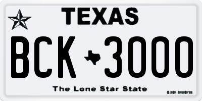 TX license plate BCK3000