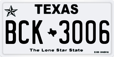 TX license plate BCK3006