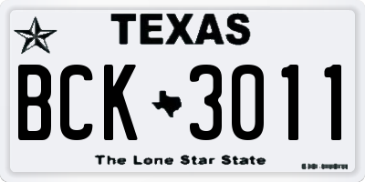 TX license plate BCK3011