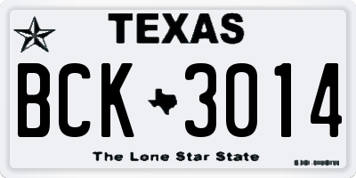 TX license plate BCK3014