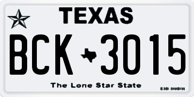 TX license plate BCK3015