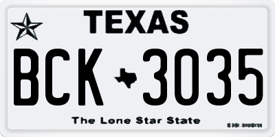 TX license plate BCK3035