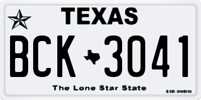 TX license plate BCK3041