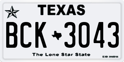 TX license plate BCK3043