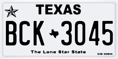 TX license plate BCK3045