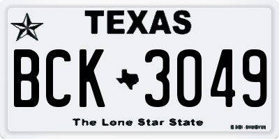 TX license plate BCK3049