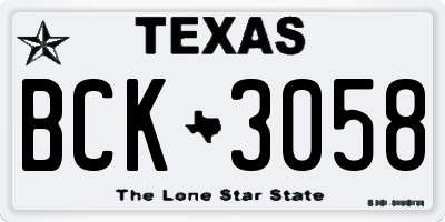 TX license plate BCK3058