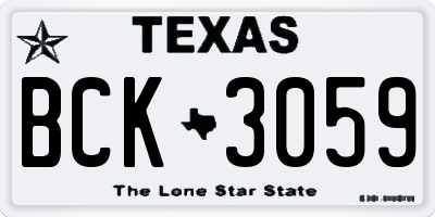 TX license plate BCK3059