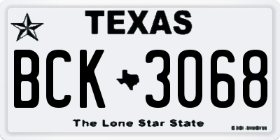 TX license plate BCK3068