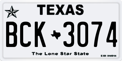 TX license plate BCK3074