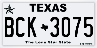 TX license plate BCK3075