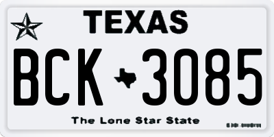 TX license plate BCK3085