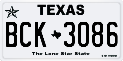 TX license plate BCK3086