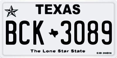 TX license plate BCK3089