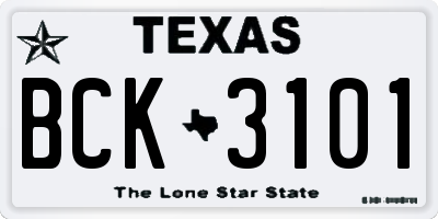 TX license plate BCK3101