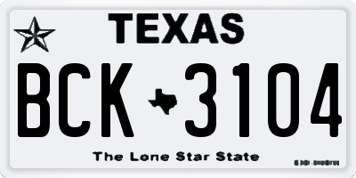 TX license plate BCK3104