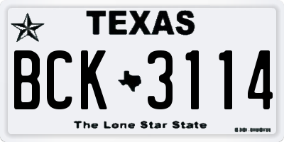 TX license plate BCK3114