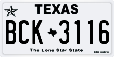 TX license plate BCK3116