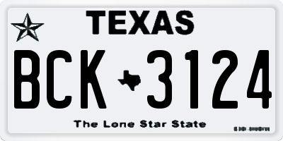 TX license plate BCK3124