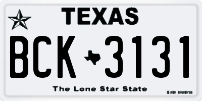 TX license plate BCK3131